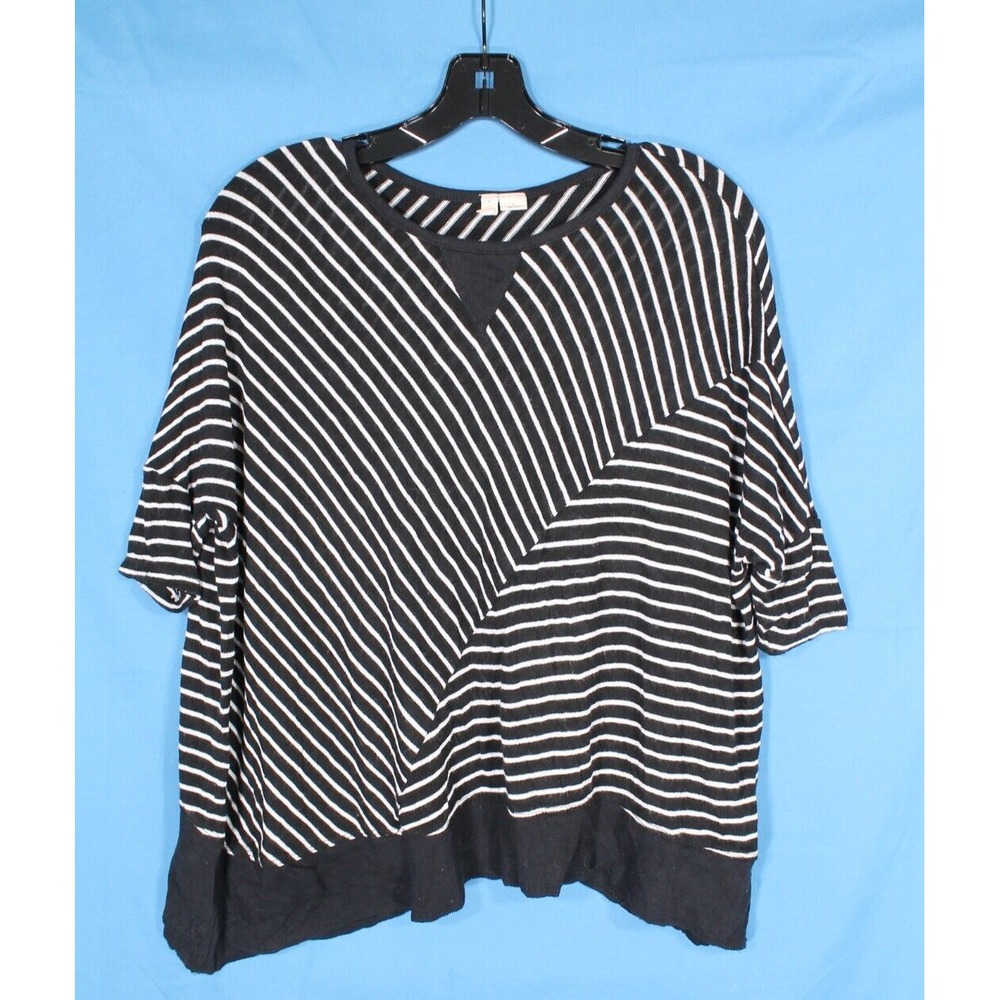 MOTH ANTHROPOLOGIE Black/White STRIPED Boxy DOLMAN SLEEVE Thin KNIT SWEATER Sz S